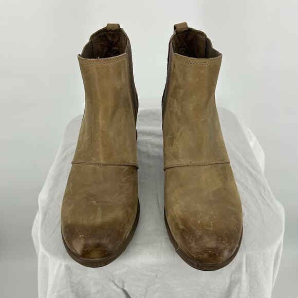 Women's Tan Leather SOREL Joan Of Arctic Wedge II Chelsea Bootie 10M NL3022-240 - Picture 3 of 8